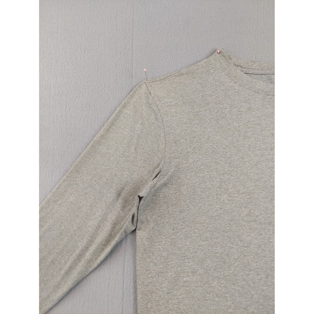 Nike Men Athletic Shirt M Gray Dri Fit 100% Polyester Logo Long Sleeve Crew Neck - Picture 3 of 16